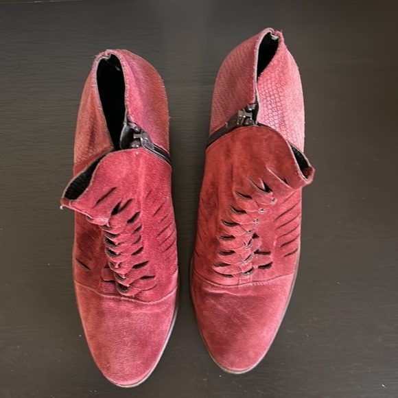 Free People Loveland Red Suede Booties Boots Size 38 - Picture 6 of 14